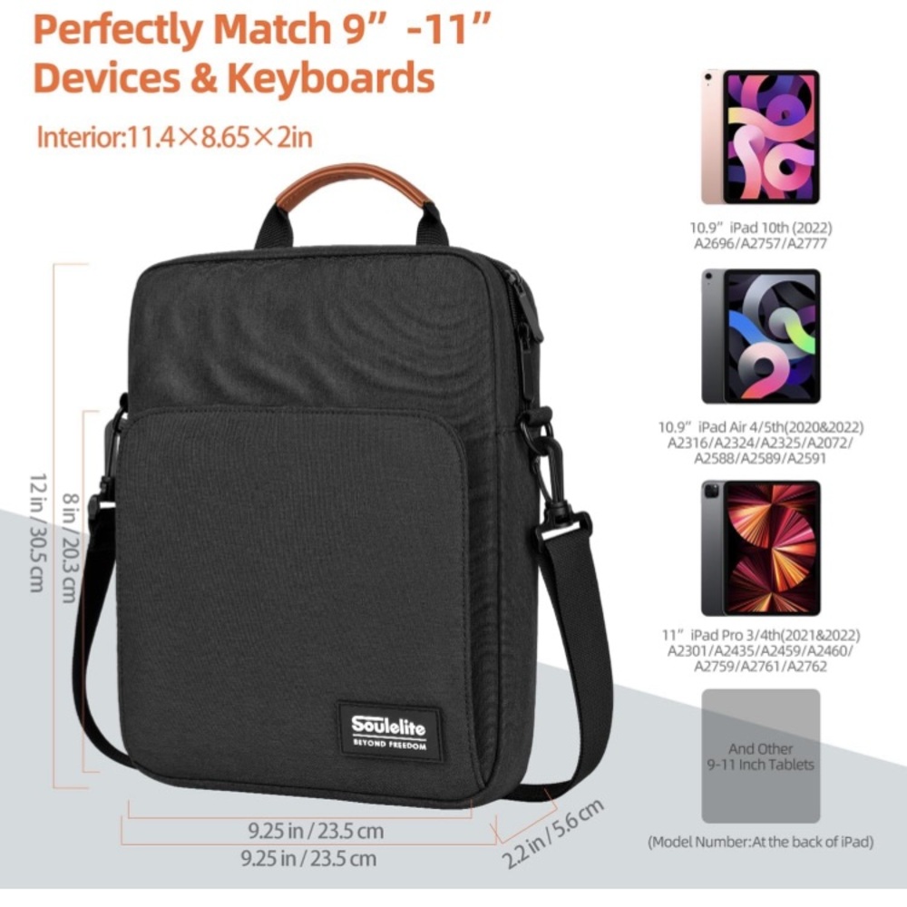 (1894) 9-11 Inch Tablet Sleeve Bag Laptop Bag Black